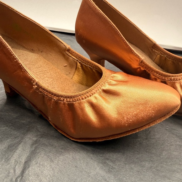 GUC Very Fine S9107 Tan Satin Smooth Dance Shoes - Picture 6 of 14